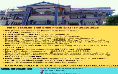 BIAYA SEKOLAH DI SMK BMW PASIRSAKTI TP. 2025/2026