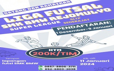 Liga futsal SMK BMW Rejomulyo tingkat SMP/sederajat